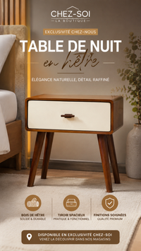 Table de nuit USHUAÏA – Bois de Hêtre Massif (la paire)
