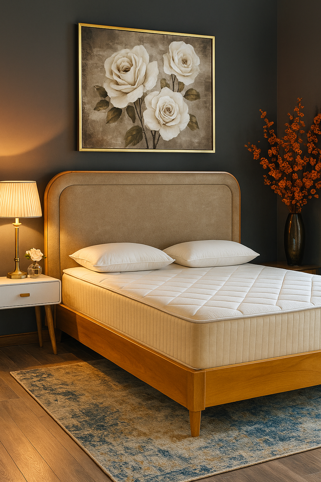 Lit USHUAÏA – Bois de Hêtre & Finition Capitonnée Premium