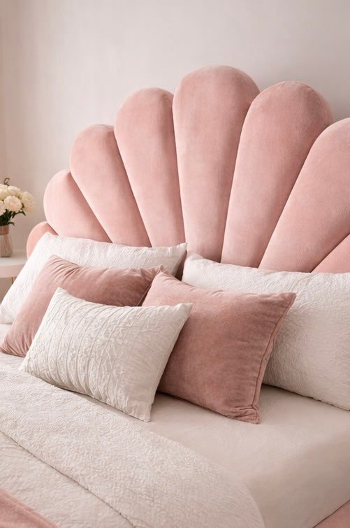 Lit COQUILLAGE – Design Élégant & Tête de Lit Sculptée