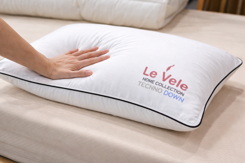 Oreiller Le Vele – Fibre Silicone Confort Ferme & Effet Mémoire | 100% Coton